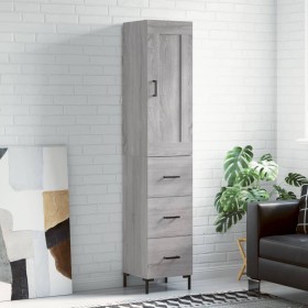 Aparador alto madera contrachapada gris Sonoma 34,5x34x180 cm