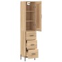 Aparador de madera contrachapada roble Sonoma 34,5x34x180 cm