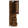 Aparador de madera contrachapada roble ahumado 34,5x34x180 cm