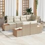 Conjunto de sofá de jardín con cojín 7 pcs Beige Poliratán