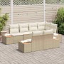 Conjunto de sofá de jardín con cojín 7 pcs Beige Poliratán