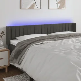 Dunkelgraues Samtkopfteil mit LED 163x16x78/88 cm von vidaXL, Kopf- und Fußteile - Ref: Foro24-3123529, Preis: 75,92 €, Rabat...