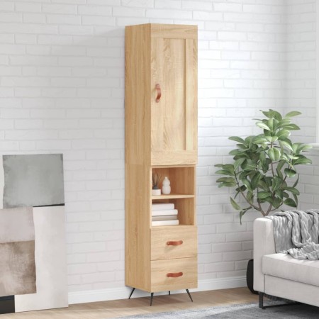 Aparador de madera contrachapada roble Sonoma 34,5x34x180 cm