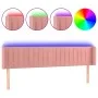 Pink velvet headboard with LED 183x16x78/88 cm by vidaXL, Headboards and footboards - Ref: Foro24-3123539, Price: 74,25 €, Di...