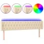 Cream fabric headboard with LED 183x16x78/88 cm by vidaXL, Headboards and footboards - Ref: Foro24-3123591, Price: 98,59 €, D...