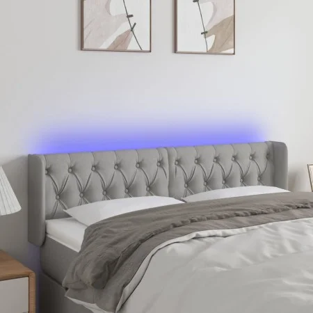 Light gray fabric headboard with LED 163x16x78/88 cm by vidaXL, Headboards and footboards - Ref: Foro24-3123578, Price: 86,48...