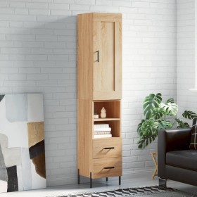 Aparador de madera contrachapada roble Sonoma 34,5x34x180 cm