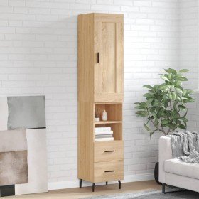 Aparador de madera contrachapada roble Sonoma 34,5x34x180 cm