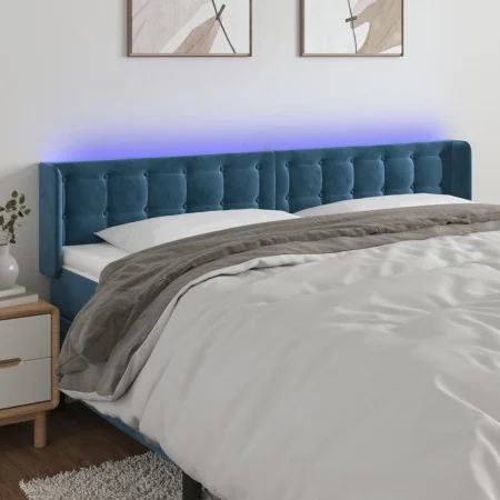 Dark blue velvet headboard with LED 203x16x78/88 cm by vidaXL, Headboards and footboards - Ref: Foro24-3123740, Price: 88,57 ...