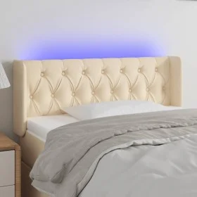 Cream fabric headboard with LED 93x16x78/88 cm by vidaXL, Headboards and footboards - Ref: Foro24-3123559, Price: 59,52 €, Di...
