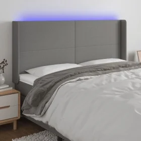 Dark gray fabric headboard with LED 163x16x118/128 cm by vidaXL, Headboards and footboards - Ref: Foro24-3123775, Price: 130,...