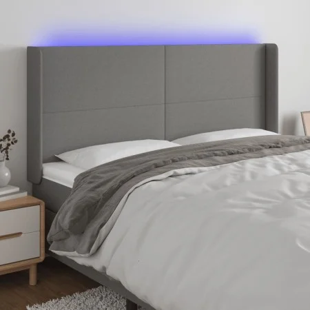 Dark gray fabric headboard with LED 163x16x118/128 cm by vidaXL, Headboards and footboards - Ref: Foro24-3123775, Price: 130,...