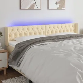 Cream fabric headboard with LED 203x16x78/88 cm by vidaXL, Headboards and footboards - Ref: Foro24-3123599, Price: 91,98 €, D...