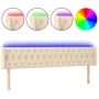 Cream fabric headboard with LED 203x16x78/88 cm by vidaXL, Headboards and footboards - Ref: Foro24-3123599, Price: 91,98 €, D...
