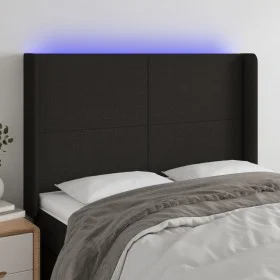 Black fabric headboard with LED 147x16x118/128 cm by vidaXL, Headboards and footboards - Ref: Foro24-3123768, Price: 122,21 €...