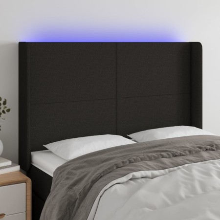Black fabric headboard with LED 147x16x118/128 cm by vidaXL, Headboards and footboards - Ref: Foro24-3123768, Price: 117,45 €...