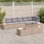 Conjunto de sofá de jardín con cojín 8 pcs Beige Poliratán
