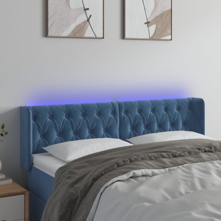 LED-Kopfteil aus dunkelblauem Samt, 163 x 16 x 78/88 cm von vidaXL, Kopf- und Fußteile - Ref: Foro24-3123630, Preis: 89,19 €,...