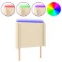 Cream fabric headboard with LED 103x16x118/128 cm by vidaXL, Headboards and footboards - Ref: Foro24-3123763, Price: 90,99 €,...