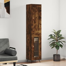 Aparador de madera contrachapada roble ahumado 34,5x34x180 cm