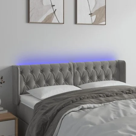 Light gray velvet headboard with LED 147x16x78/88 cm by vidaXL, Headboards and footboards - Ref: Foro24-3123620, Price: 81,55...