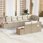 Conjunto de sofá de jardín con cojín 8 pcs Beige Poliratán