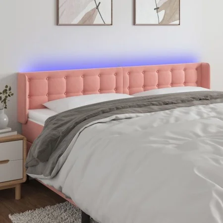 Pink velvet headboard with LED 163x16x78/88 cm by vidaXL, Headboards and footboards - Ref: Foro24-3123729, Price: 84,60 €, Di...