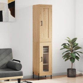 Aparador de madera contrachapada roble Sonoma 34,5x34x180 cm