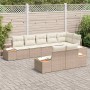 Conjunto de sofá de jardín con cojín 8 pcs Beige Poliratán