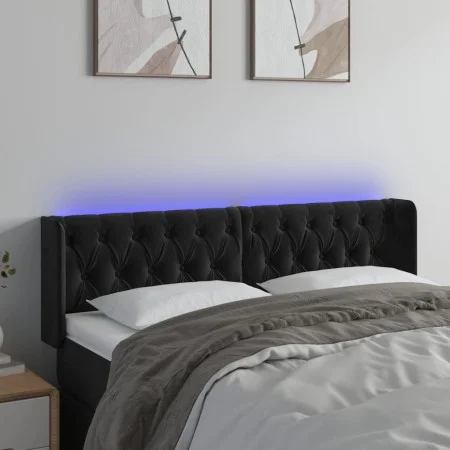 Kopfteil aus schwarzem Samt mit LED 147x16x78/88 cm von vidaXL, Kopf- und Fußteile - Ref: Foro24-3123622, Preis: 93,68 €, Rab...