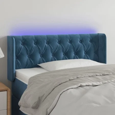 LED-Kopfteil aus dunkelblauem Samt, 93 x 16 x 78/88 cm von vidaXL, Kopf- und Fußteile - Ref: Foro24-3123612, Preis: 63,44 €, ...