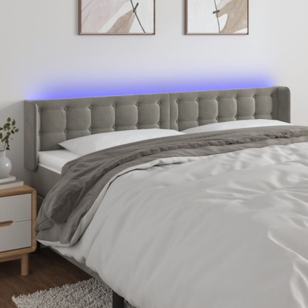 Hellgraues Samtkopfteil mit LED 163x16x78/88 cm von vidaXL, Kopf- und Fußteile - Ref: Foro24-3123724, Preis: 87,36 €, Rabatt: %