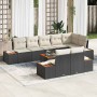 Conjunto de sofá de jardín con cojín 9 pcs Negro Poliratán