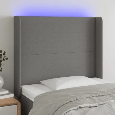 Dark gray fabric headboard with LED103x16x118/128 cm by vidaXL, Headboards and footboards - Ref: Foro24-3123759, Price: 87,53...