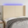 Cabecero con LED de tela color crema 147x16x118/128 cm de vidaXL, Cabeceros y pies de cama - Ref: Foro24-3123771, Precio: 127...