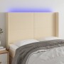 Kopfteil aus cremefarbenem Stoff mit LED 147x16x118/128 cm von vidaXL, Kopf- und Fußteile - Ref: Foro24-3123771, Preis: 130,8...