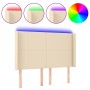 Cream fabric headboard with LED 147x16x118/128 cm by vidaXL, Headboards and footboards - Ref: Foro24-3123771, Price: 130,69 €...