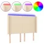 Cream fabric headboard with LED 147x16x118/128 cm by vidaXL, Headboards and footboards - Ref: Foro24-3123771, Price: 127,23 €...