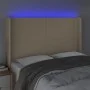 Cream fabric headboard with LED 147x16x118/128 cm by vidaXL, Headboards and footboards - Ref: Foro24-3123771, Price: 127,23 €...