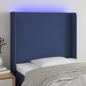 Blue fabric headboard with LED 103x16x118/128 cm by vidaXL, Headboards and footboards - Ref: Foro24-3123764, Price: 66,47 €, ...