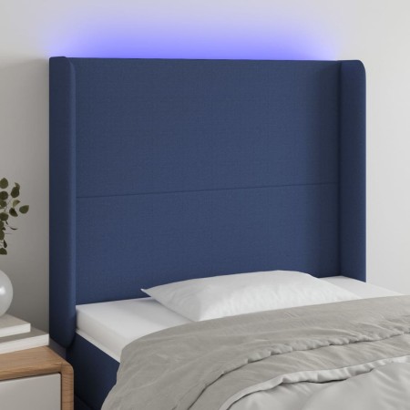Kopfteil aus blauem Stoff mit LED 103x16x118/128 cm von vidaXL, Kopf- und Fußteile - Ref: Foro24-3123764, Preis: 66,47 €, Rab...