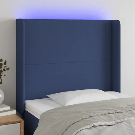Kopfteil aus blauem Stoff mit LED 103x16x118/128 cm von vidaXL, Kopf- und Fußteile - Ref: Foro24-3123764, Preis: 74,11 €, Rab...