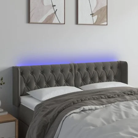 Dark gray velvet headboard with LED 163x16x78/88 cm by vidaXL, Headboards and footboards - Ref: Foro24-3123627, Price: 98,97 ...