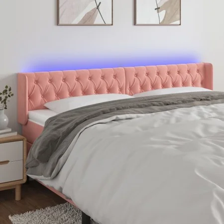 Pink velvet headboard with LED 183x16x78/88 cm by vidaXL, Headboards and footboards - Ref: Foro24-3123637, Price: 88,41 €, Di...