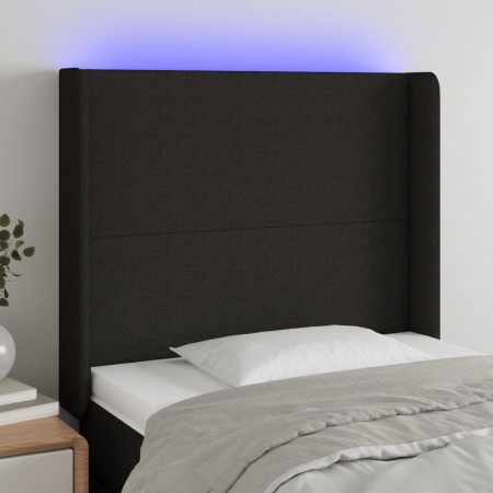 Kopfteil aus schwarzem Stoff mit LED 83x16x118/128 cm von vidaXL, Kopf- und Fußteile - Ref: Foro24-3123744, Preis: 78,96 €, R...