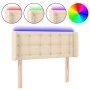 Cream fabric headboard with LED 93x16x78/88 cm by vidaXL, Headboards and footboards - Ref: Foro24-3123657, Price: 53,82 €, Di...