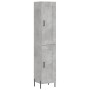 Aparador de madera contrachapada gris hormigón 34,5x34x180 cm
