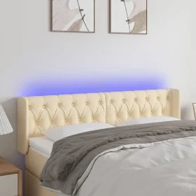 Cream fabric headboard with LED 163x16x78/88 cm by vidaXL, Headboards and footboards - Ref: Foro24-3123583, Price: 92,18 €, D...