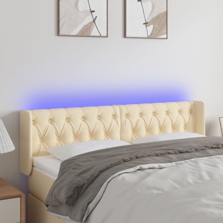 Kopfteil aus cremefarbenem Stoff mit LED 163x16x78/88 cm von vidaXL, Kopf- und Fußteile - Ref: Foro24-3123583, Preis: 94,74 €...