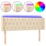 Cabecero con LED de tela crema 163x16x78/88 cm de vidaXL, Cabeceros y pies de cama - Ref: Foro24-3123583, Precio: 92,00 €, De...